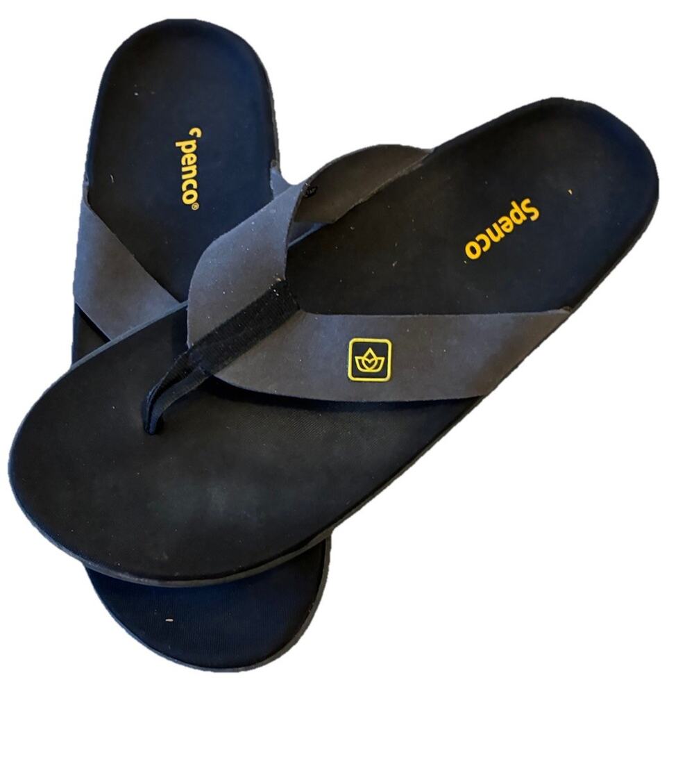 Spenco Men's Yumi Pure flip-flop sandals black Grey Vacation Beach Comfy Mens 13
